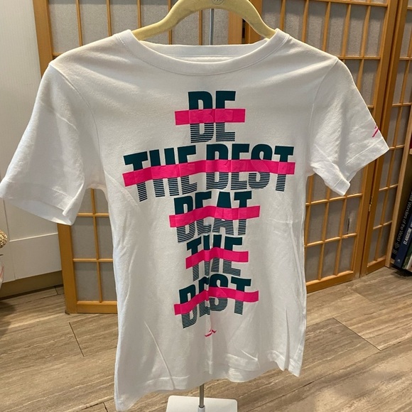 Girls Air Jordan Shirt Small White Pink Be Best - Picture 1 of 3